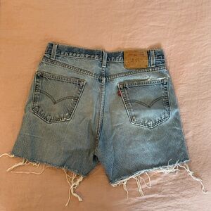 Levi's Women's Light Blue Frayed Denim Shorts